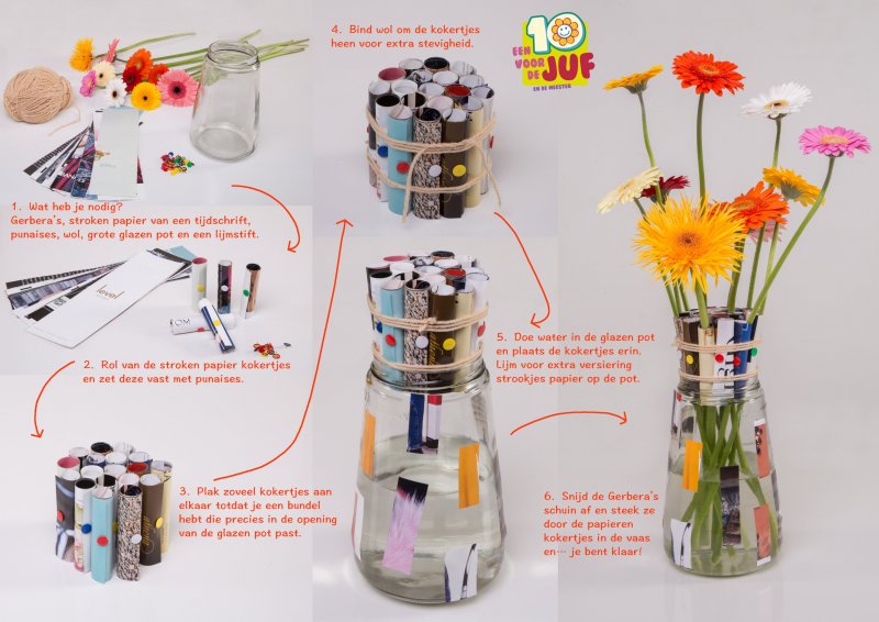 stap voor stap een 10 voor de juf gezellige gerberas