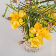 Freesia in hoogstaand gras detail