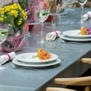Tafel decoratie met Kalanchoe close-up - binnen