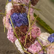 Funeral flower wreath with fresh cut Hydrangea