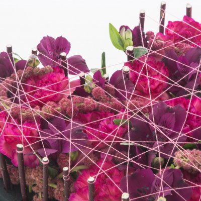 A heart of Alstroemeria and Dianthus