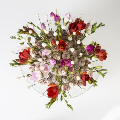 Spelden kussen van Freesia's