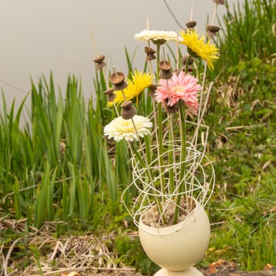 Ostrich egg filled with mini Gerberas