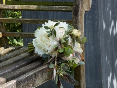 Bohemian wedding bouquet with Peonies