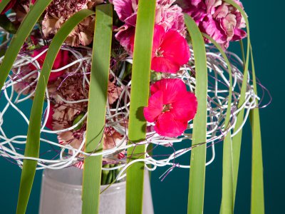 Frame bouquet with pink carnations