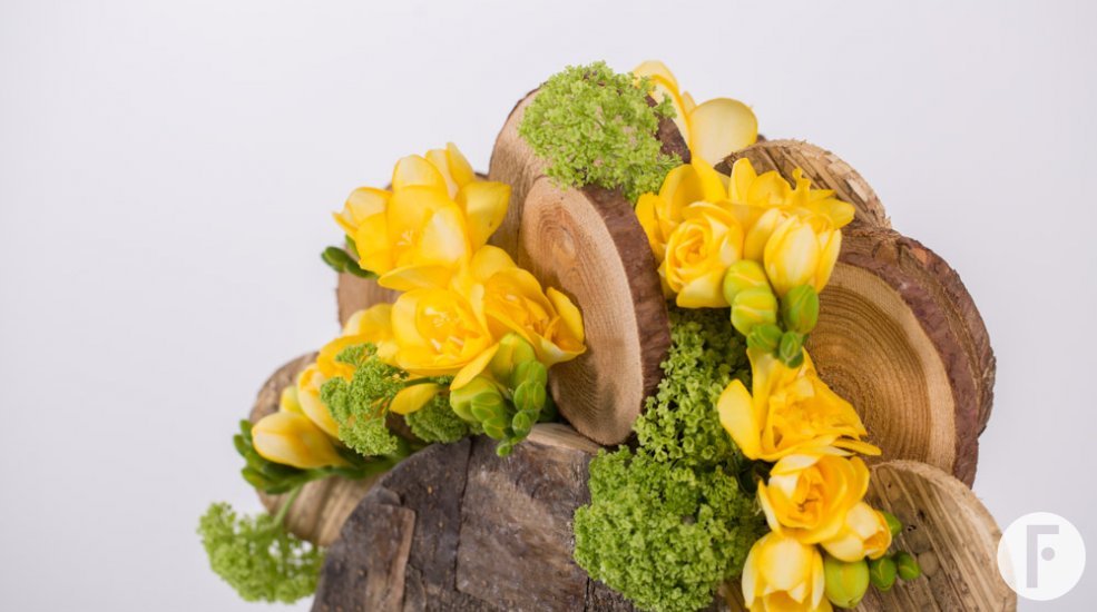 Houthakkers bloemwerk met Freesia close-up