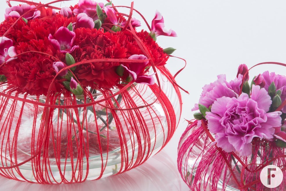 Subtle Valentine's Day arrangement with Dianthus