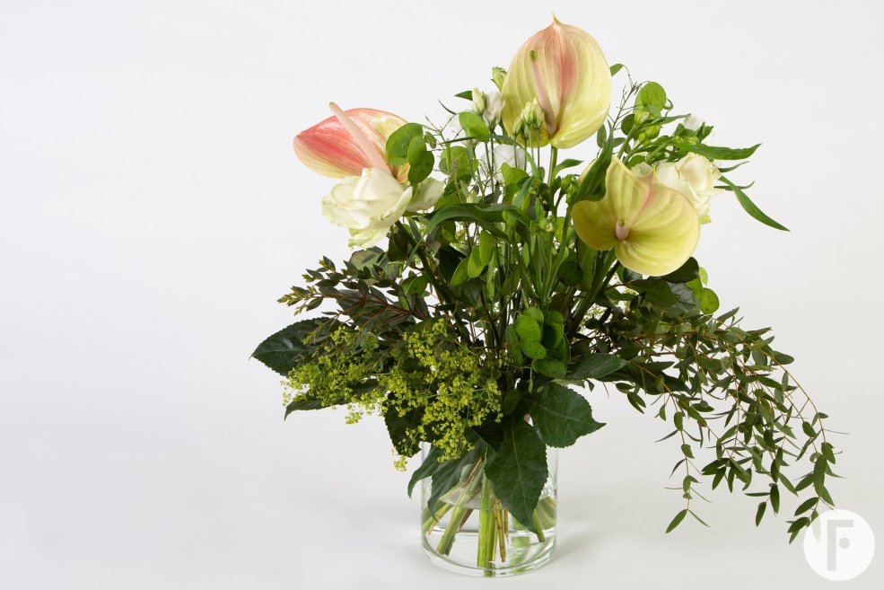 Bouquet enriched with Anthuriums - Roos van Unen - Flower Factor