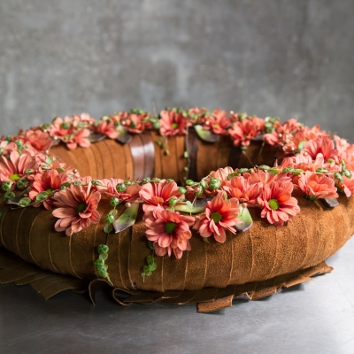 Funeral wreath in autumn colors