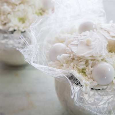 Een leuk setje met 'Baltica' chrysanten - close