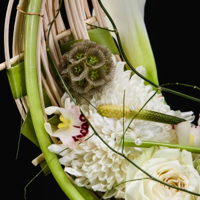 Elegant bruidswerk op basis van pitriet - close up