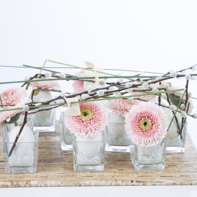 Pink gerbera's for an Easter table