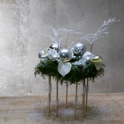 Silver and white Christmas arrangement