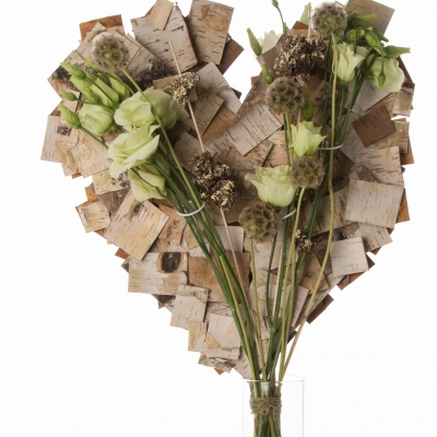 Valentine's Day bouquet with heart frame - close up