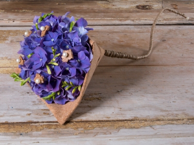 Blue wedding bouquet with Hortensia
