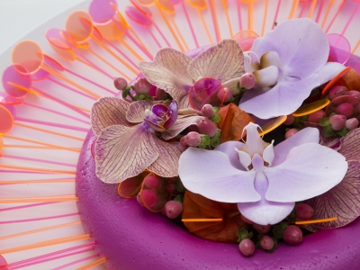 close up Fluorescent and fun summer style flower arrangement