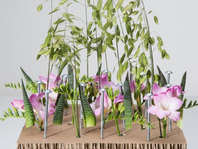 een Freesia tafelstuk - close up