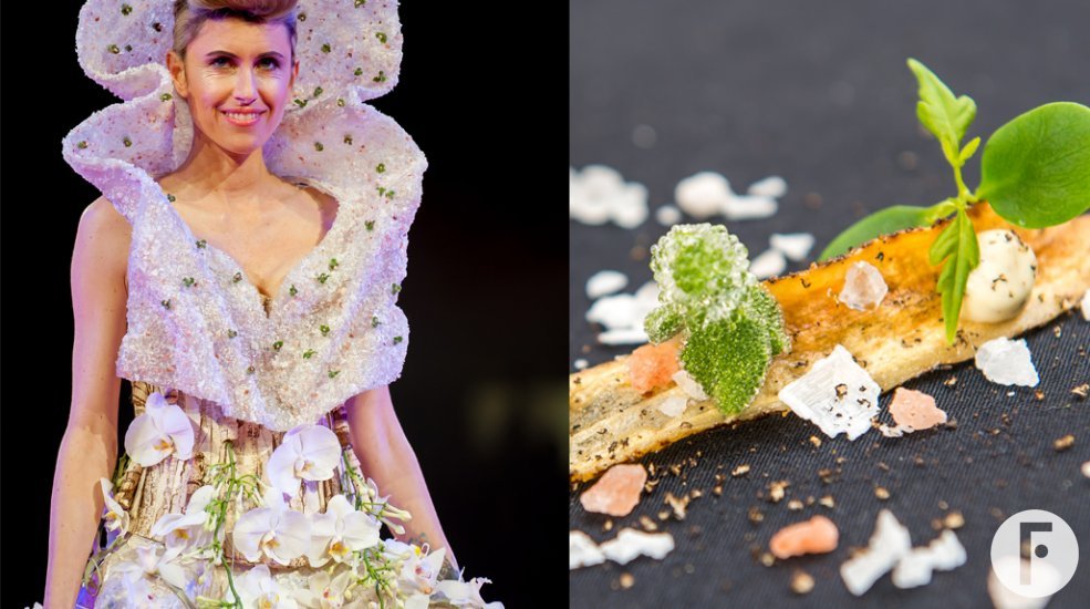 trouwjurk en juiste hapje