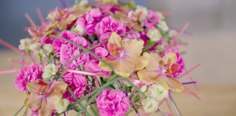 Dianthus boeket in frame